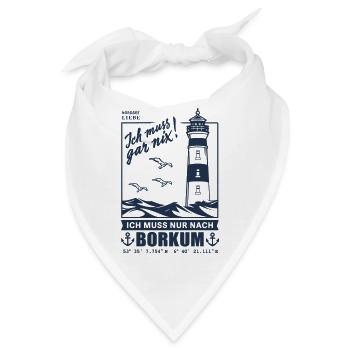 Borkum Urlaub Nordseeinsel Hafen Strand Leuchtturm - Bandana - Weiß - Vorne