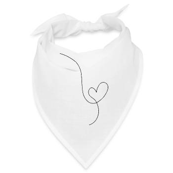Heart One Line Art - Herz durchgehende Linie - Bandana - Weiß - Vorne