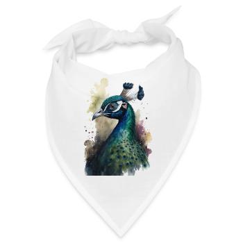 Pfau Wasserfarben Malerei - Bandana - Weiß - Vorne