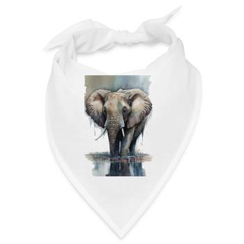 Elefant Aquarell - Bandana - Weiß - Vorne