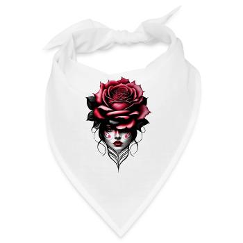 Moderne Blumenfrau, minimalistische Strichzeichnung - Bandana - Weiß - Vorne
