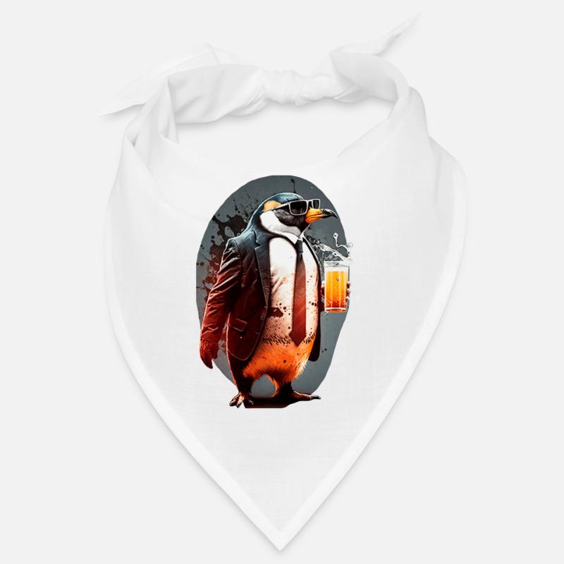 Cooler Pinguin im Anzug mit Bier Bandana