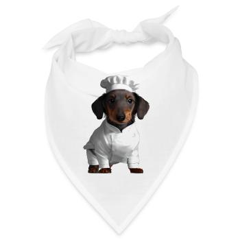 Hunde Dackelwelpe Dachshund Hund Kochen Gastronom - Bandana - Weiß - Vorne