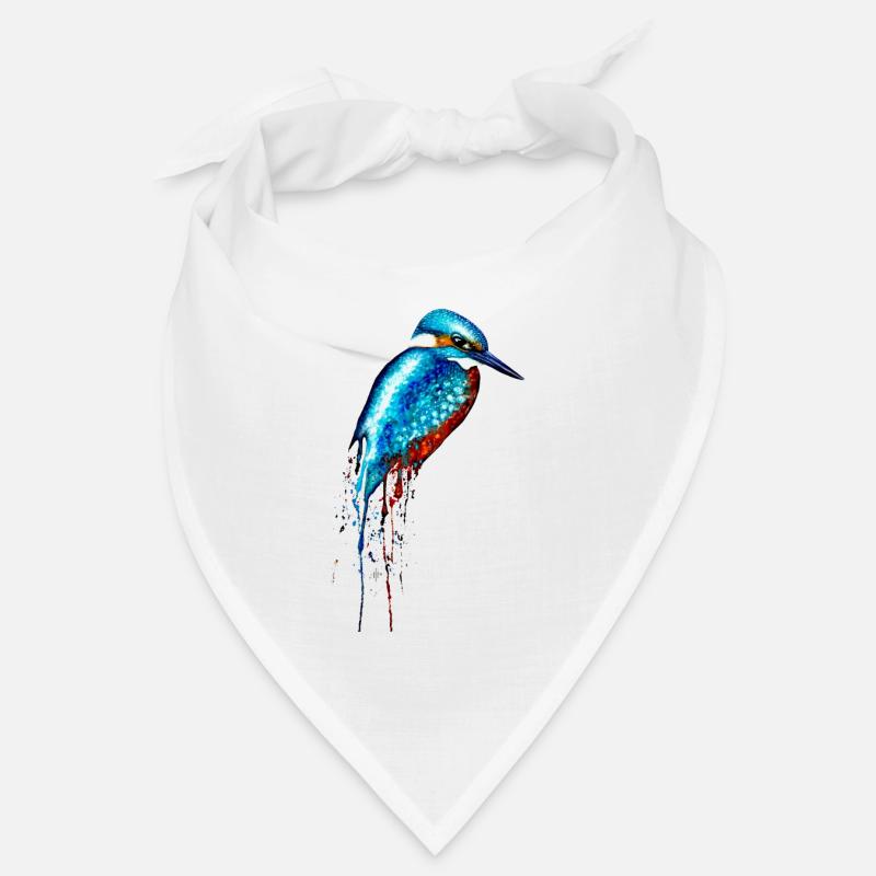 Aquarell Eisvogel - Bandana - Weiß