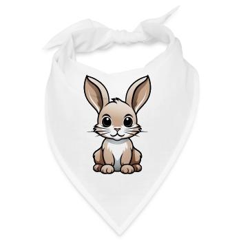 Comic Hase Kaninchen Häschen Cartoon Stil - Bandana - Weiß - Vorne