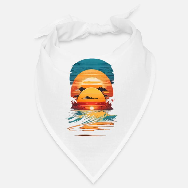 retro sunset waves Bandana
