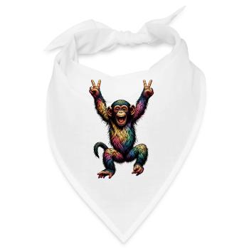 Regenbogen Affe Regenbogenfahne Rainbowcore - Bandana - Weiß - Vorne