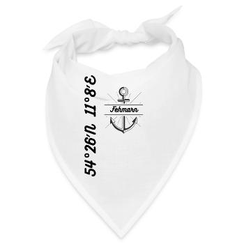 Koordinaten Design Fehmarn - Bandana - Weiß - Vorne