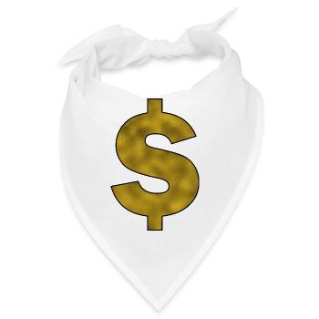 Dollarzeichen Gold - Bandana - Weiß - Vorne