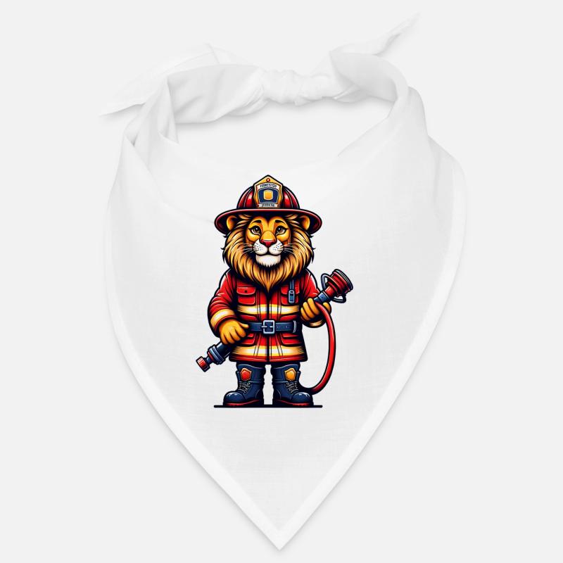 Cute Lion Firefighter Bandana