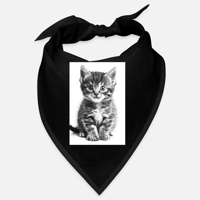 Cute Cat in Black and White | AI Bandana