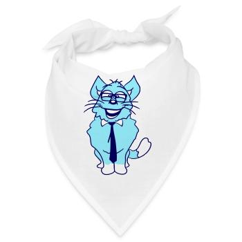 Schlaue Nerd Katze Hornbrille Geek Krawatte Brille - Bandana - Weiß - Vorne