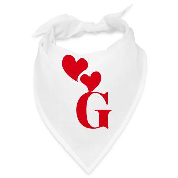 Buchstabe g rotes Herz - Bandana - Weiß - Vorne
