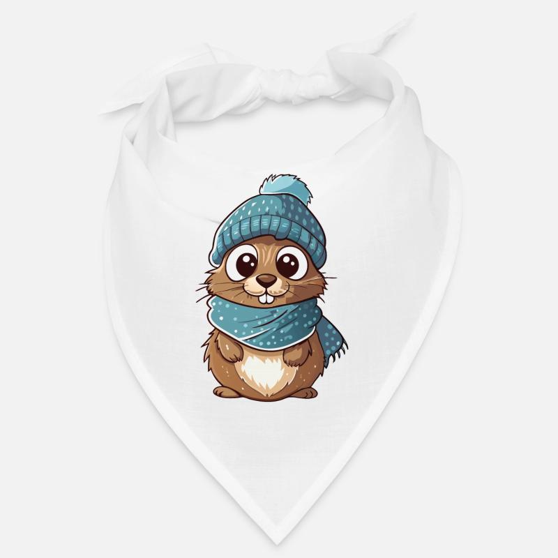 Mignon gopher avec écharpe et chapeau à pompon. Bandana