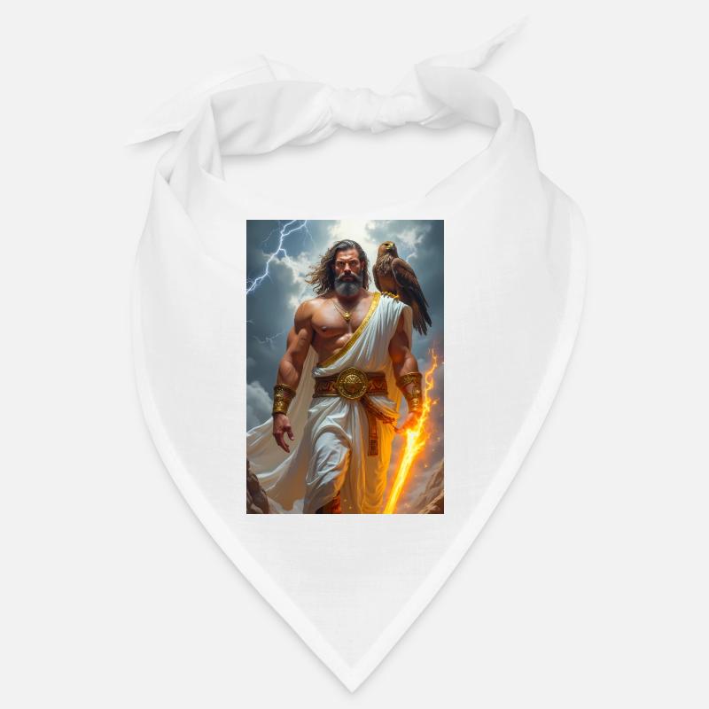 Zeus, bärtiger Gott, der einen Blitz hält, Sturm - Bandana - Weiß