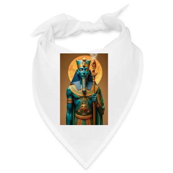 Ptah, blauhäutiger Gott, hält ein Zepter in der Hand, glühend - Bandana - Weiß - Vorne