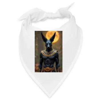 Anubis, schakalköpfiger Gott, steht in einem schwach beleuchteten - Bandana - Weiß - Vorne