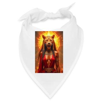 Sekhmet, löwenköpfige Kriegsgöttin, stehend - Bandana - Weiß - Vorne