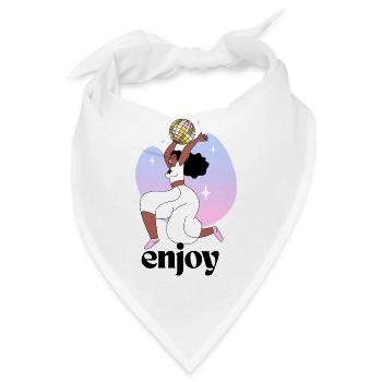 Tanzendes Mädchen mit Discoball-Illustration - Bandana - Weiß - Vorne