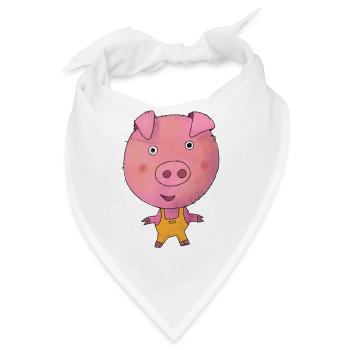 Schwein Schweinchen Sau - Bandana - Weiß - Vorne