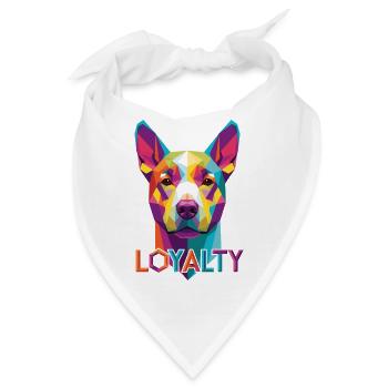 Farbenfroher Hund mit Loyalty Schriftzug - Bandana - Weiß - Vorne