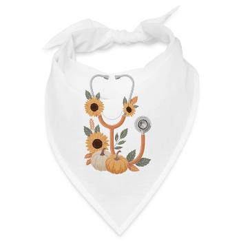 Herbstliches Stethoskop - Bandana - Weiß - Vorne