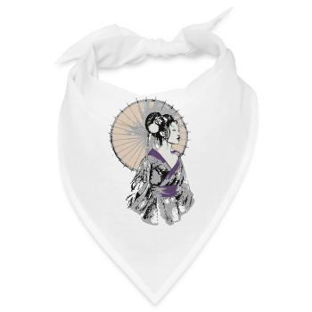 Geisha Elegance mit Sonnenschirm - Bandana - Weiß - Vorne