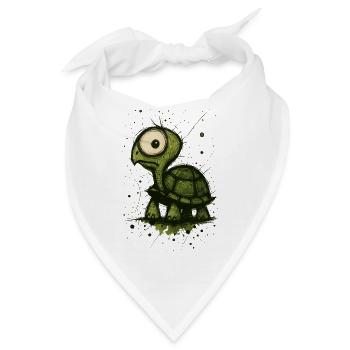 Lustige Schildkröte mit großen Augen – Comic Splash - Bandana - Weiß - Vorne