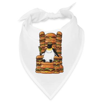 Lustiger Pinguin Burger König im Cartoon Stil - Bandana - Weiß - Vorne