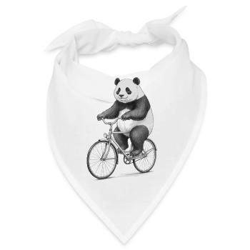 Panda auf dem Fahrrad - Bandana - Weiß - Vorne