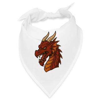 Feuriger Drachenkopf Cartoon - Bandana - Weiß - Vorne