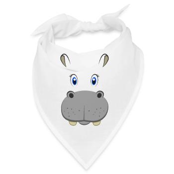 Niedliches Cartoon-Nilpferd-Gesicht Nilpferd-Safari-Tier - Bandana - Weiß - Vorne