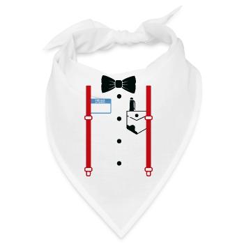 Formeller Look mit Namensschild - Bandana - Weiß - Vorne