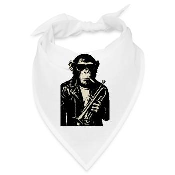 Lederjacke Jazz-Schimpanse mit Trompete - Bandana - Weiß - Vorne