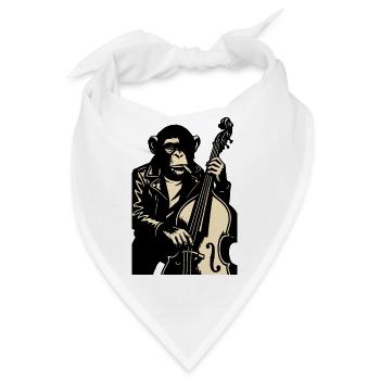 Lederbekleideter Monkey-Bassist - Bandana - Weiß - Vorne