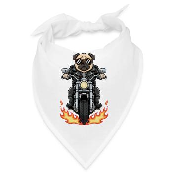Cool Biker Pug Motorradflammen - Bandana - Weiß - Vorne