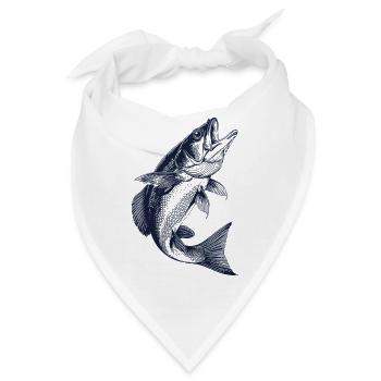 Springender Barsch | Vintage Angler Motiv - Bandana - Weiß - Vorne