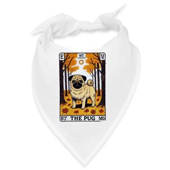 Mops-Tarot im Herbstwald - Bandana - Weiß - Vorne