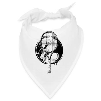Tennisschläger Tennisball einfarbig schwarz Tennis - Bandana - Weiß - Vorne