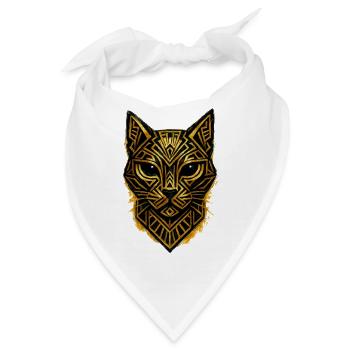 Art Déco Geometrische Katzen-Goldlinie - Bandana - Weiß - Vorne