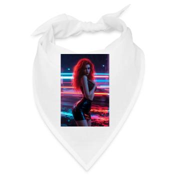 Neonrote Femme in Glanz - Bandana - Weiß - Vorne