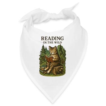 Lesen im Wildwald Katze - Bandana - Weiß - Vorne