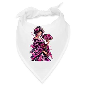 Geisha Blütenkimonokunst - Bandana - Weiß - Vorne