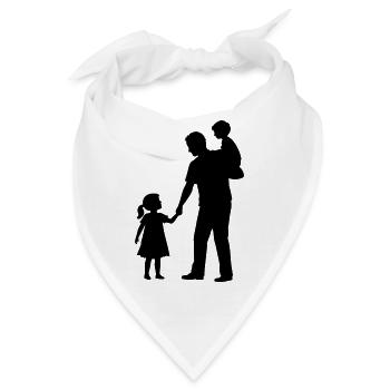 Vater Kind Silhouette Spazieren Familie Papa Liebe - Bandana - Weiß - Vorne