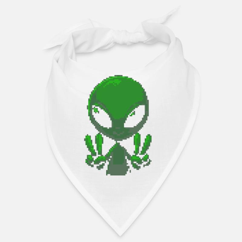 Pixel grünes Alien-Friedenszeichen Bandana