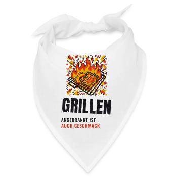 Grillen Angebrannt Ist Auch Geschmack BBQ - Bandana - Weiß - Vorne