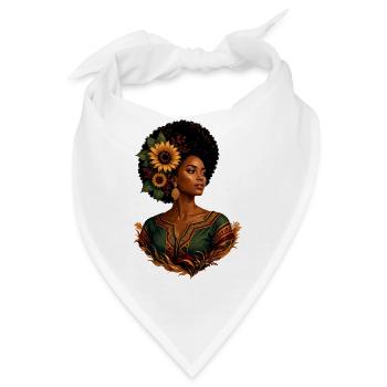 Afro Frau Sonnenblumen Krone - Bandana - Weiß - Vorne