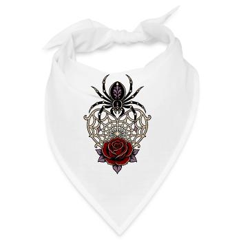 Schwarze Witwe Spinnennetz Herzrose - Bandana - Weiß - Vorne