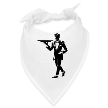 Kellner hält Tablett - Bandana - Weiß - Vorne