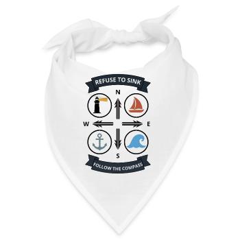 Refuse To Sink Vintage Nautical Compass Badge - Bandana - Weiß - Vorne